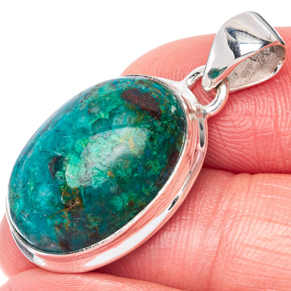 Shattuckite Chrysocolla Pendant 1 1/4" (925 Sterling Silver) P40876