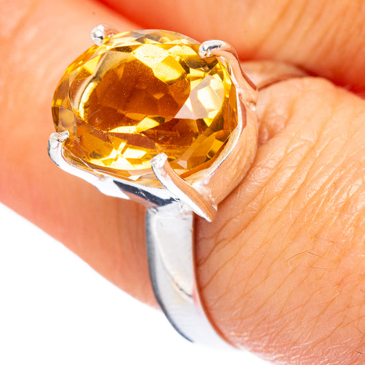 Faceted Citrine Ring Size 7.75 (925 Sterling Silver) R4481