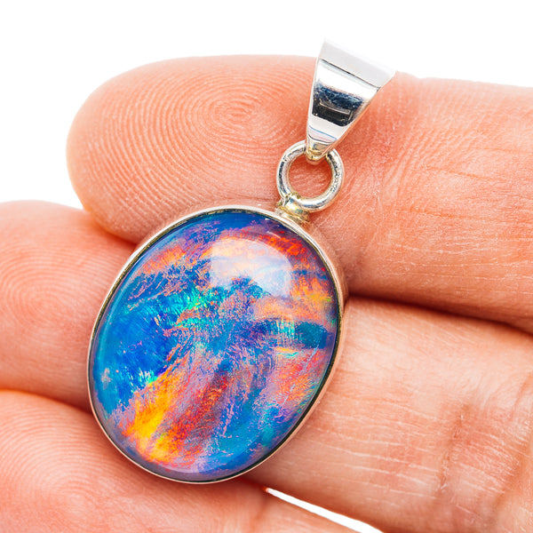 Aurora Opal Pendant 1 3/8" (.925 Sterling Silver)