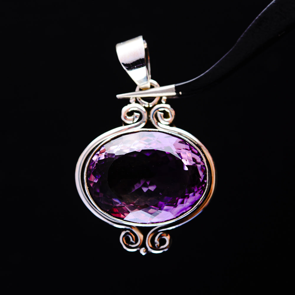 22.77ct Faceted Brazilian Amethyst Pendant 1 5/8" (.925 Sterling Silver)