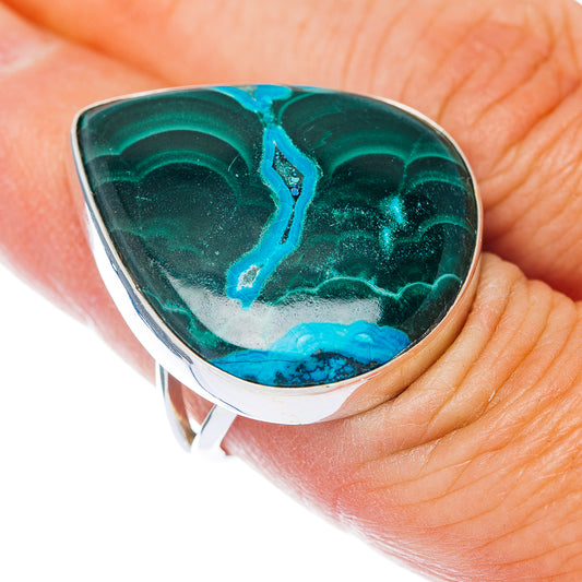 Large Premium Malachite In Chrysocolla Ring Size 6.75 (.925 Sterling Silver)