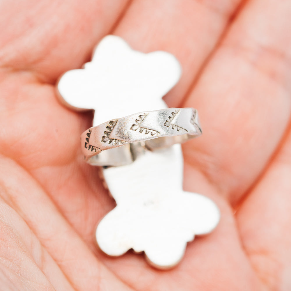 Exclusive Sierra Bella Turquoise, White Buffalo Turquoise Ring Size 7 Adjustable (.925 Sterling Silver)