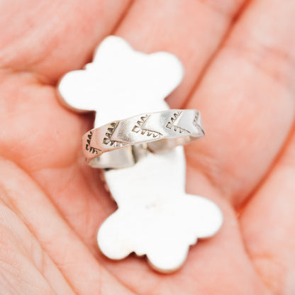 Exclusive Sierra Bella Turquoise, White Buffalo Turquoise Ring Size 7 Adjustable (.925 Sterling Silver)