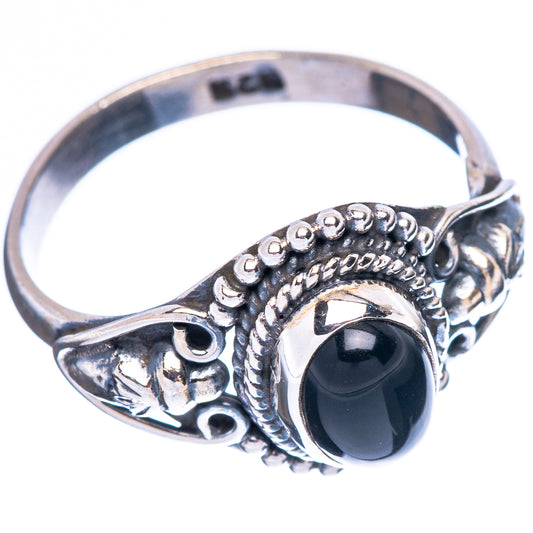 Black Onyx Dainty Ring Size 8 (925 Sterling Silver) R5112