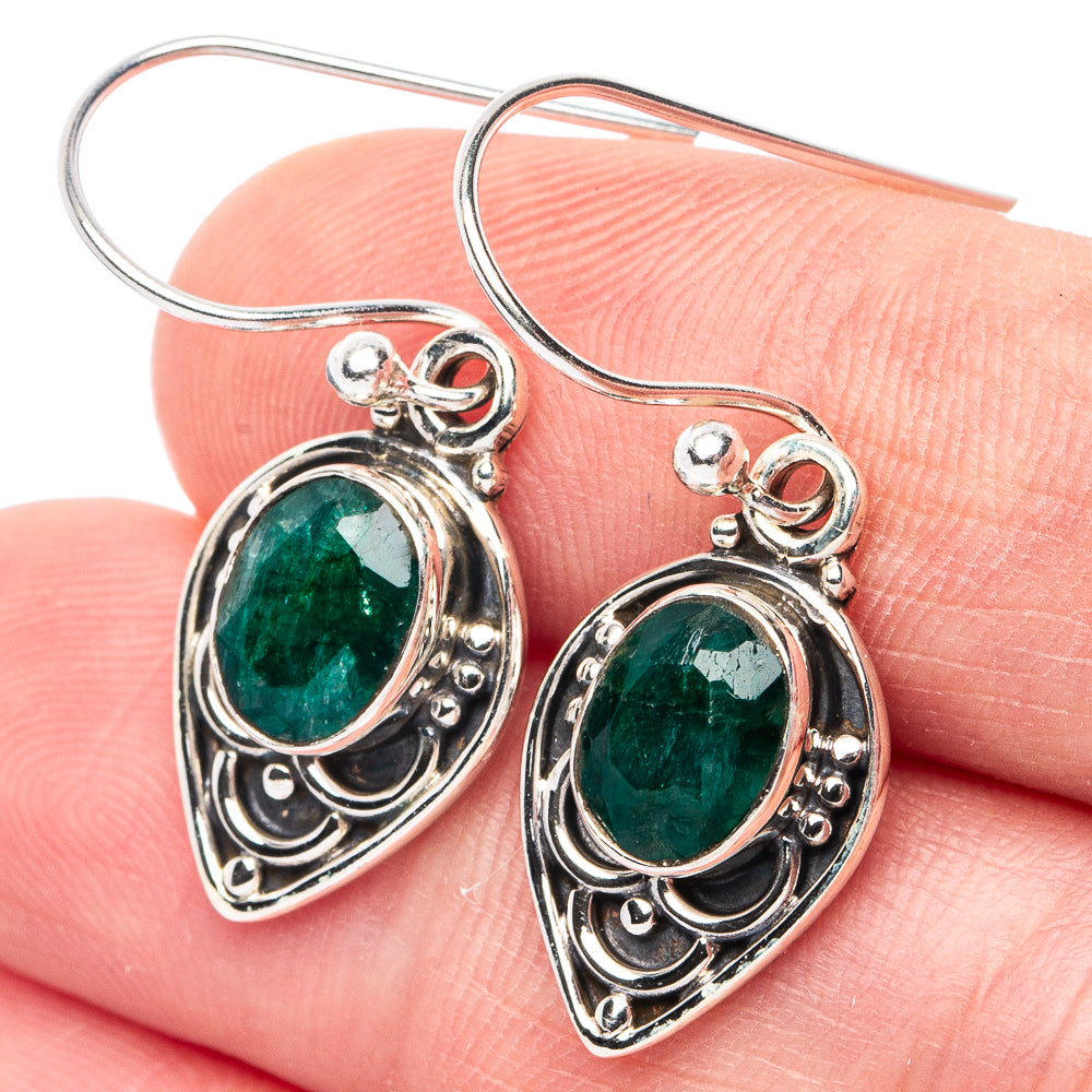 Green Sillimanite Earrings 1 1/4" (925 Sterling Silver) E3071