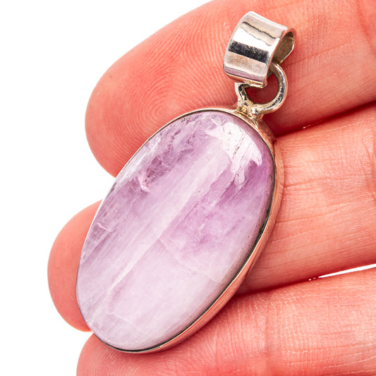Oval kunzite pendant with lavender gemstone and .925 sterling silver bezel, bail loop