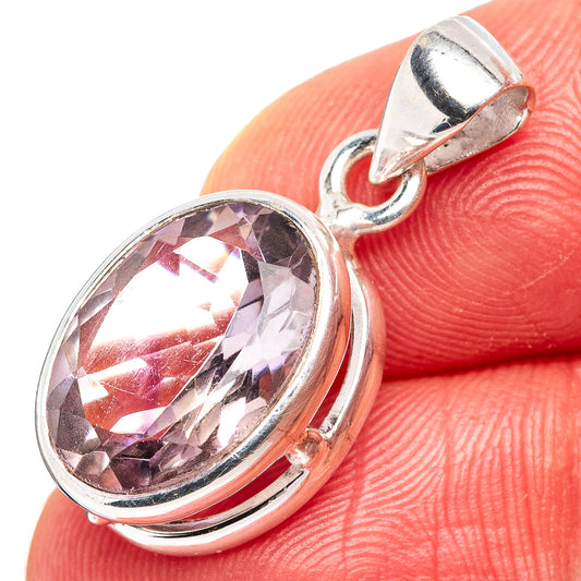 Oval ametrine pendant with faceted purple-pink gemstone in .925 silver bezel