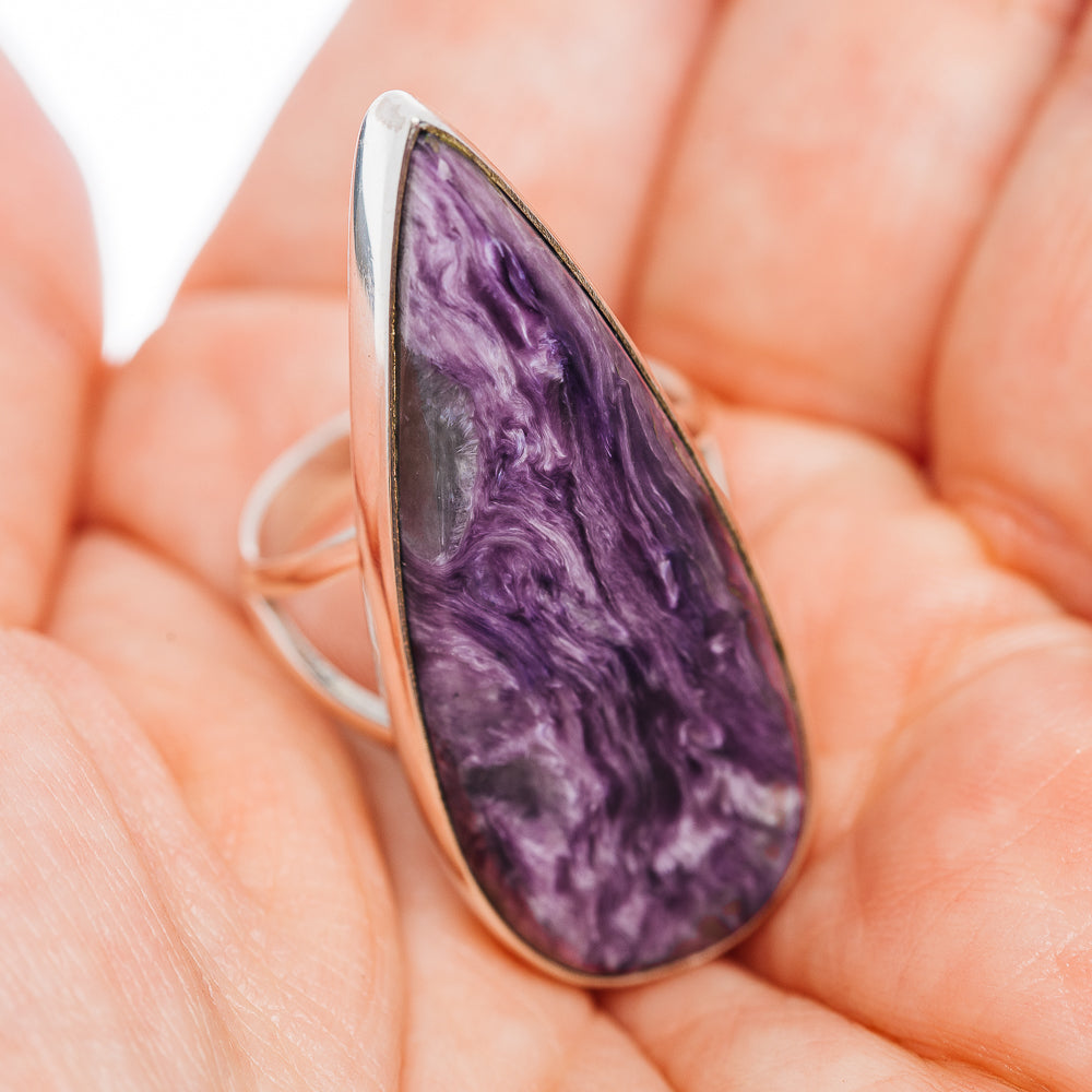 Premium Charoite Ring Size 8 (.925 Sterling Silver)