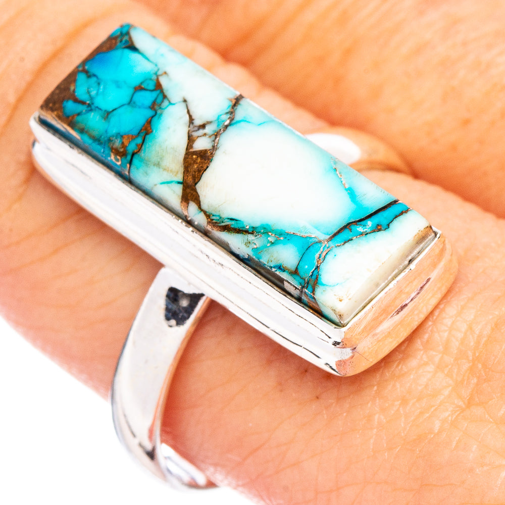 Ice Blue Dahlia Mohave Turquoise Ring Size 9.75 (.925 Sterling Silver)