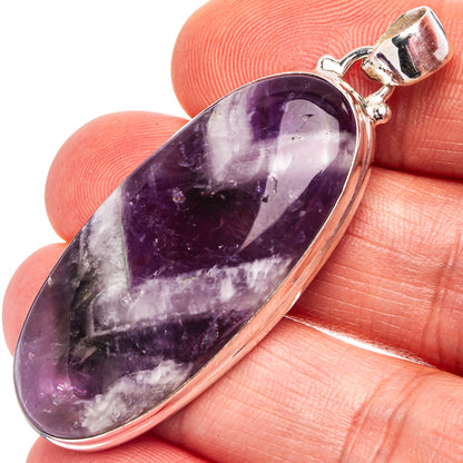 Chevron Amethyst Pendant 2 1/8" (.925 Sterling Silver)
