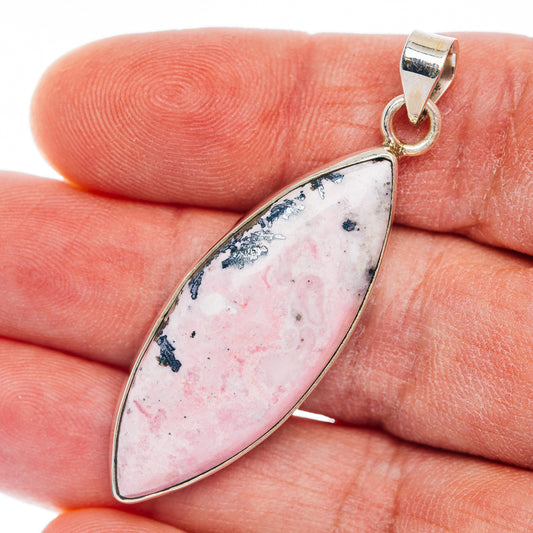 Premium Rhodonite Pendant 2" (.925 Sterling Silver)