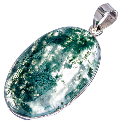 Premium Green Moss Agate Pendant 2" (.925 Sterling Silver)