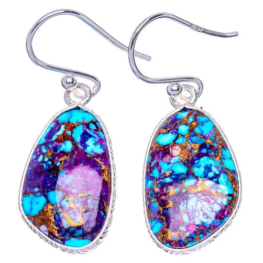 Purple Copper Composite Turquoise Earrings 1 3/8" (925 Sterling Silver) E1689