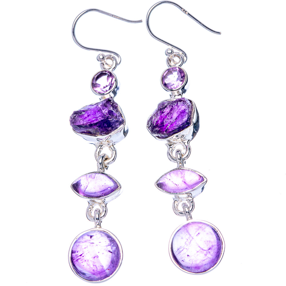 Premium Amethyst 925 Sterling Silver Earrings 2 1/4" (925 Sterling Silver) E1216