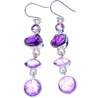 Premium Amethyst 925 Sterling Silver Earrings 2 1/4" (925 Sterling Silver) E1216