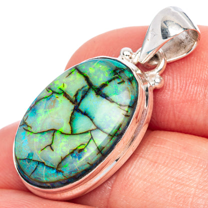 Rare Sterling Opal Pendant 1 1/4" (925 Sterling Silver) P41577