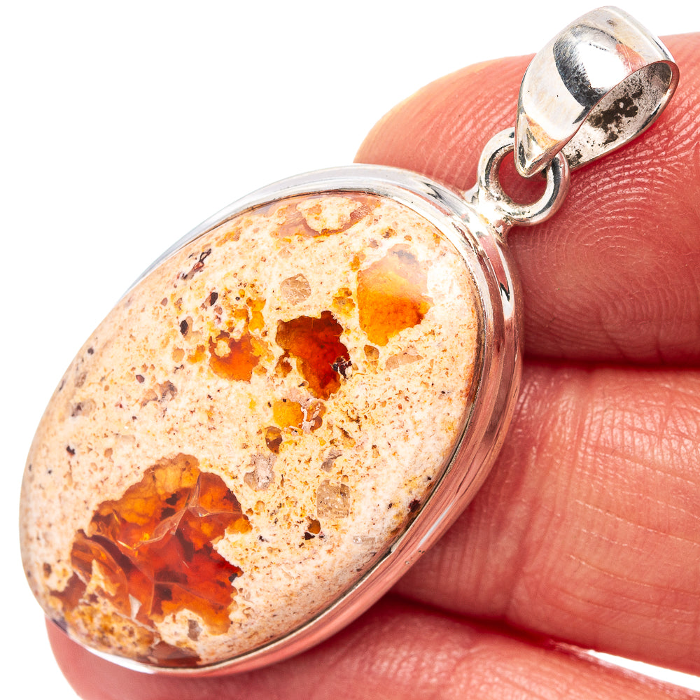 Rare Mexican Fire Opal Pendant 1 5/8" (.925 Sterling Silver)