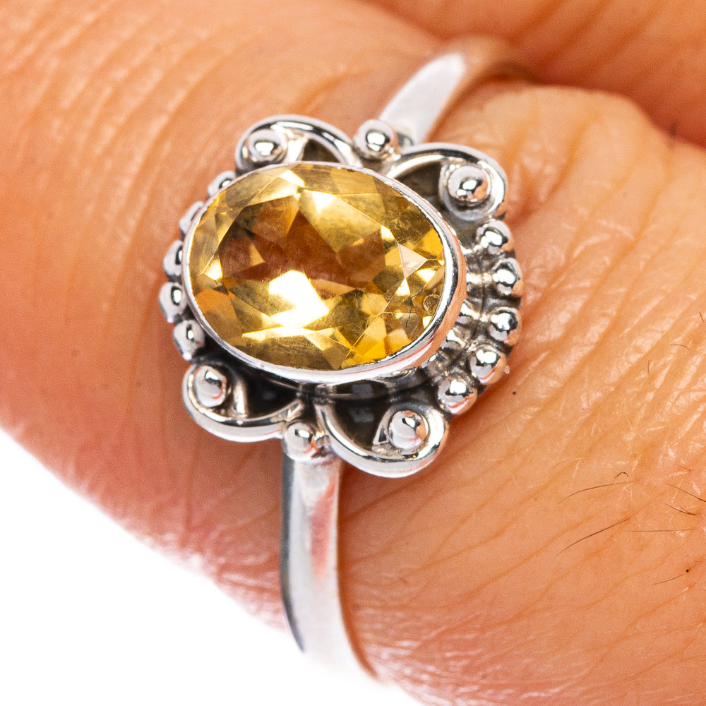 Faceted Citrine Dainty Ring Size 8.25 (925 Sterling Silver) R1082
