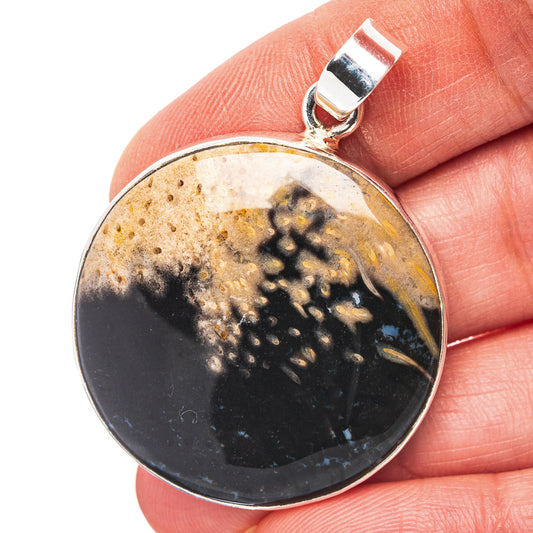Palm Root Agate Pendant 1 3/4" (.925 Sterling Silver)