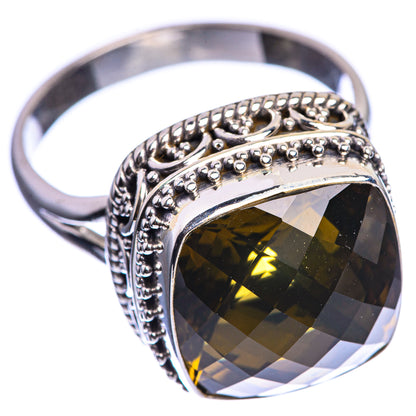 Olive Quartz 925 Sterling Silver Ring Size 11.75