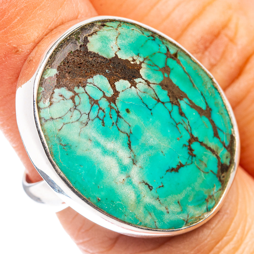 Premium Tibetan Turquoise Ring Size 6 Adjustable (.925 Sterling Silver)