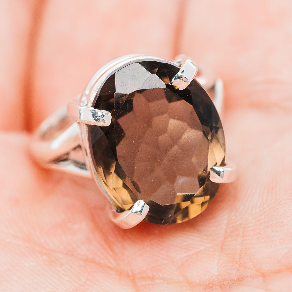 Premium Smoky Quartz Ring Size 7.75 (.925 Sterling Silver)