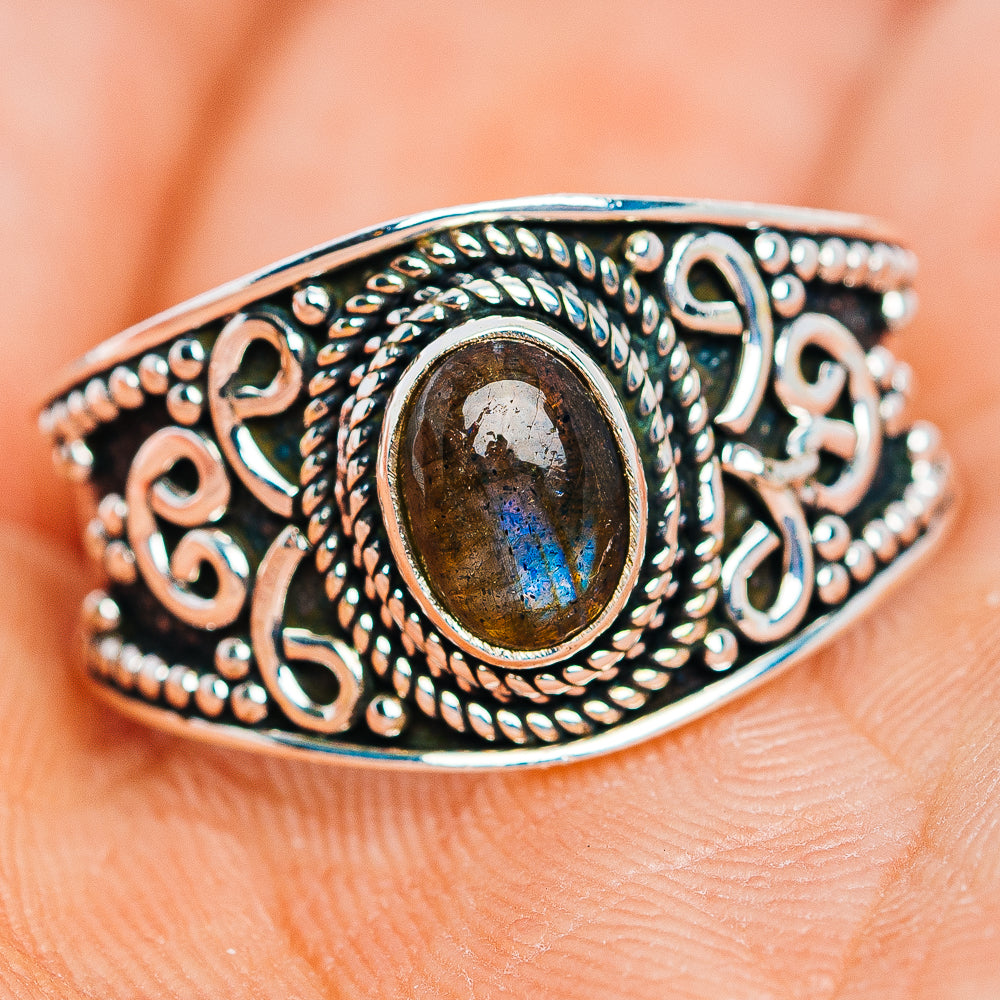 Labradorite Cocktail Ring Size 7.25 (.925 Sterling Silver)