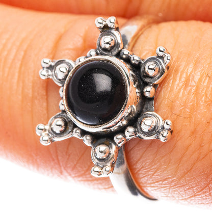 Black Onyx Flower 925 Sterling Silver Ring Size 7.5 (925 Sterling Silver) R5482