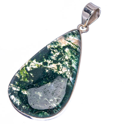 Green Moss Agate Pendant 2 1/4" (.925 Sterling Silver)