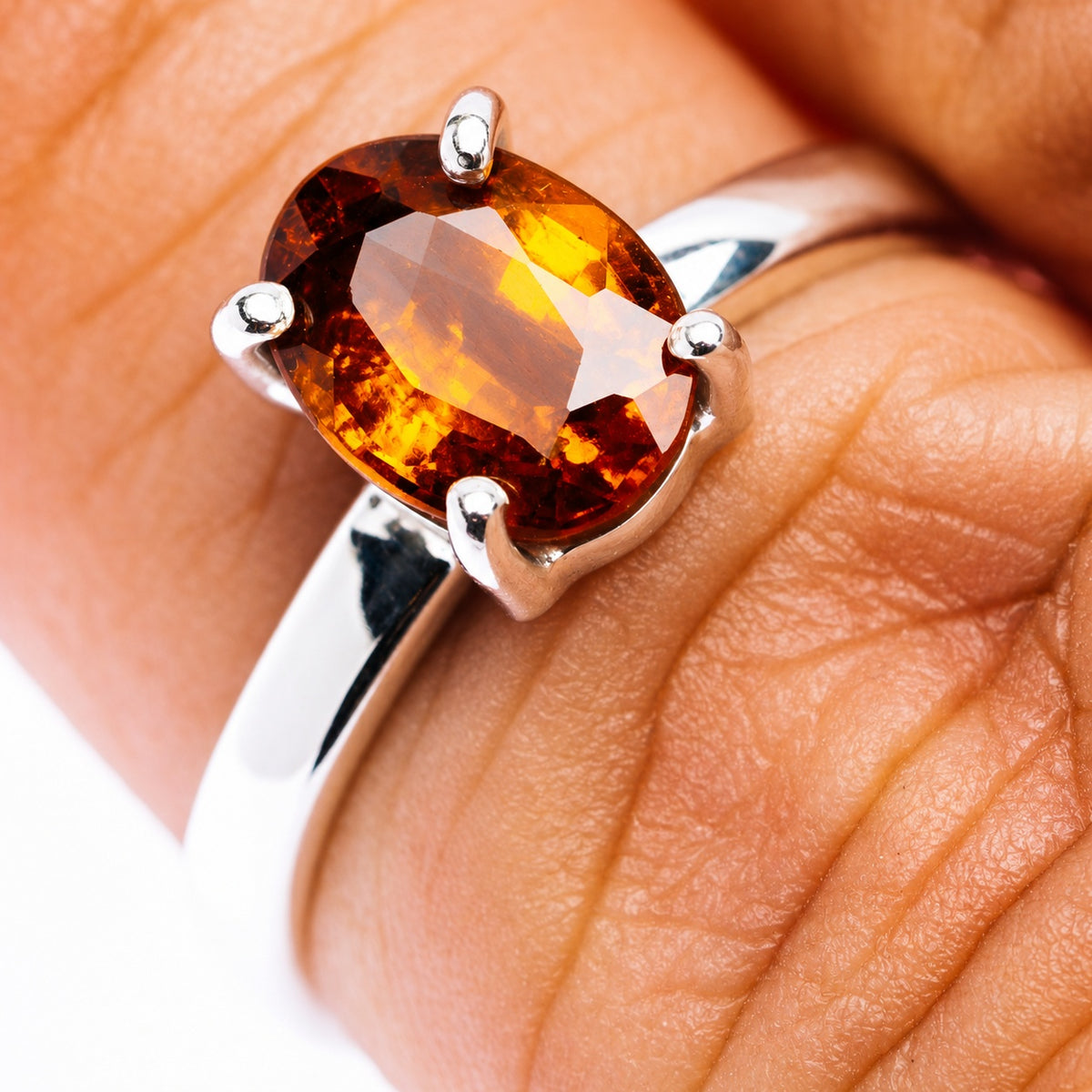 Spessartite Garnet Ring Size 7 (.925 Sterling Silver)