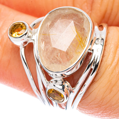 Asc Premium Rutilated Quartz, Citrine Ring Size 6.5 (925 Sterling Silver) R3476