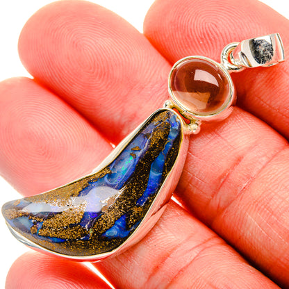 Boulder Opal, Smoky Quartz Pendant 2 1/8" (925 Sterling Silver) PD38251