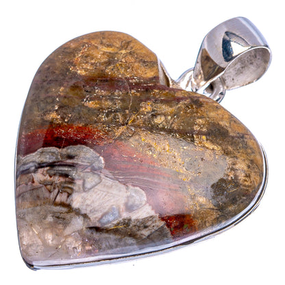 Mushroom Rhyolite Heart Pendants 1 3/8" (925 Sterling Silver) P43257