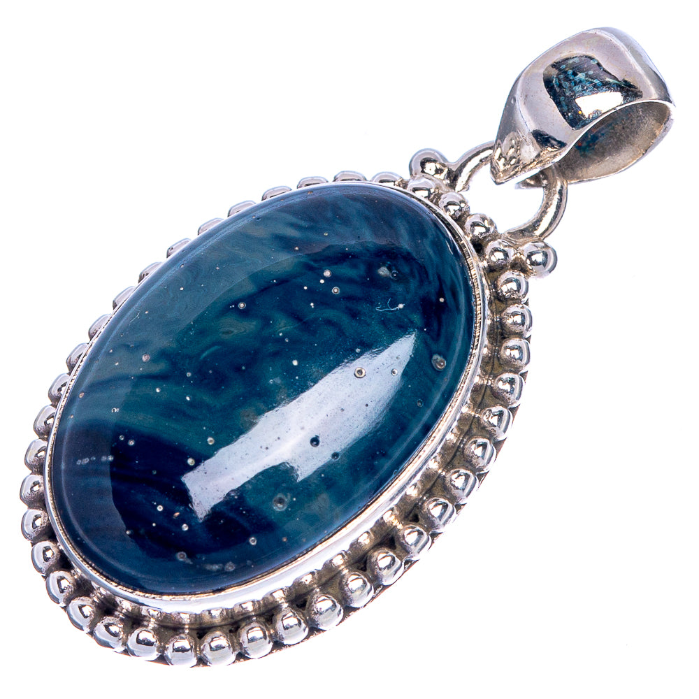 Blue Slag Pendant 1 3/8" (925 Sterling Silver) P40745