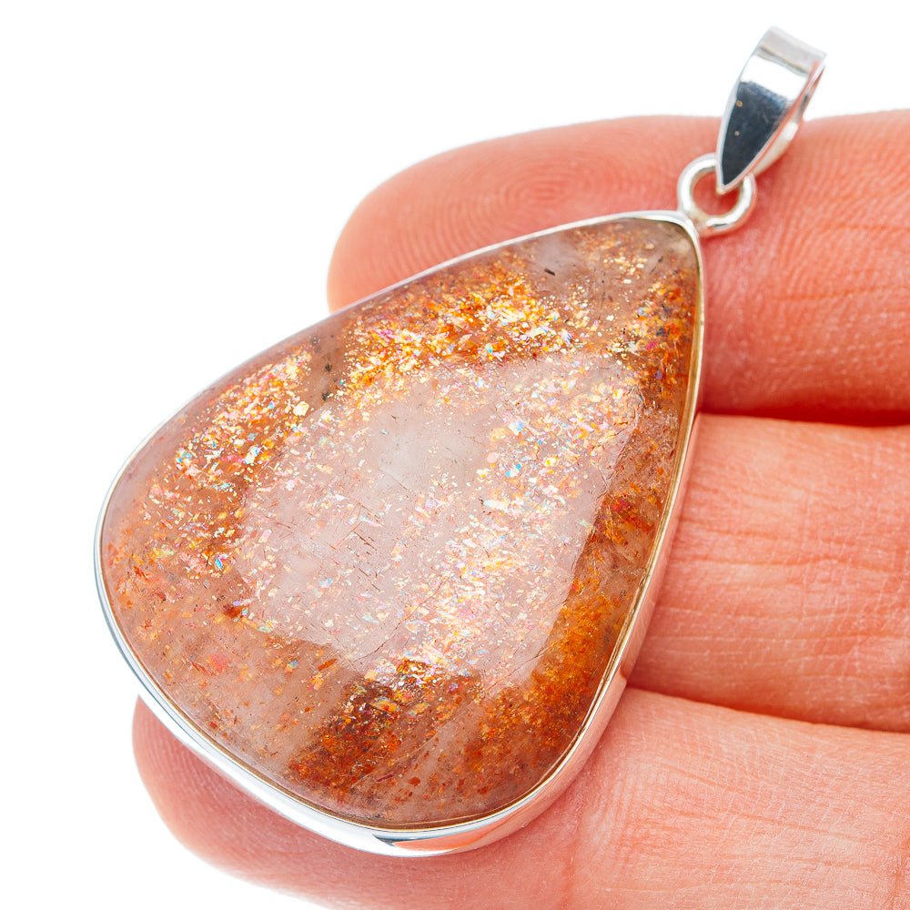 Premium African Sunstone Pendant 2" (.925 Sterling Silver)