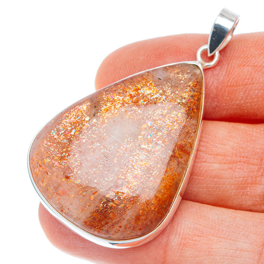 Premium African Sunstone Pendant 2" (.925 Sterling Silver)
