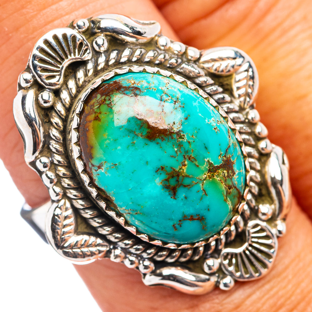 Exclusive Kingman Turquoise Ring Size 8 Adjustable (.925 Sterling Silver)