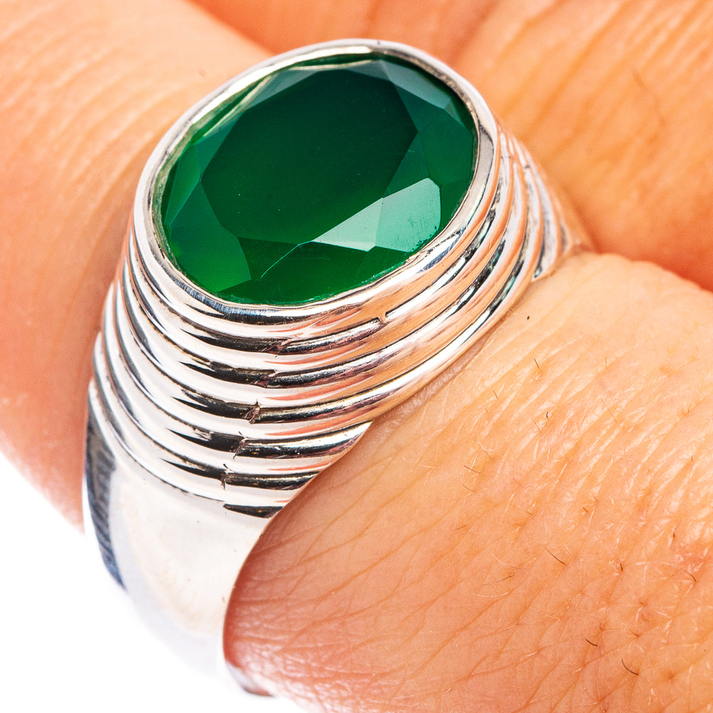 Green Onyx Ring Size 8.75 (.925 Sterling Silver)