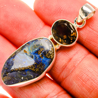 Boulder Opal, Smoky Quartz Pendant 2" (925 Sterling Silver) PD37907