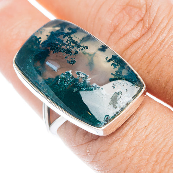 Premium Green Moss Agate Ring Size 7.5 (.925 Sterling Silver)