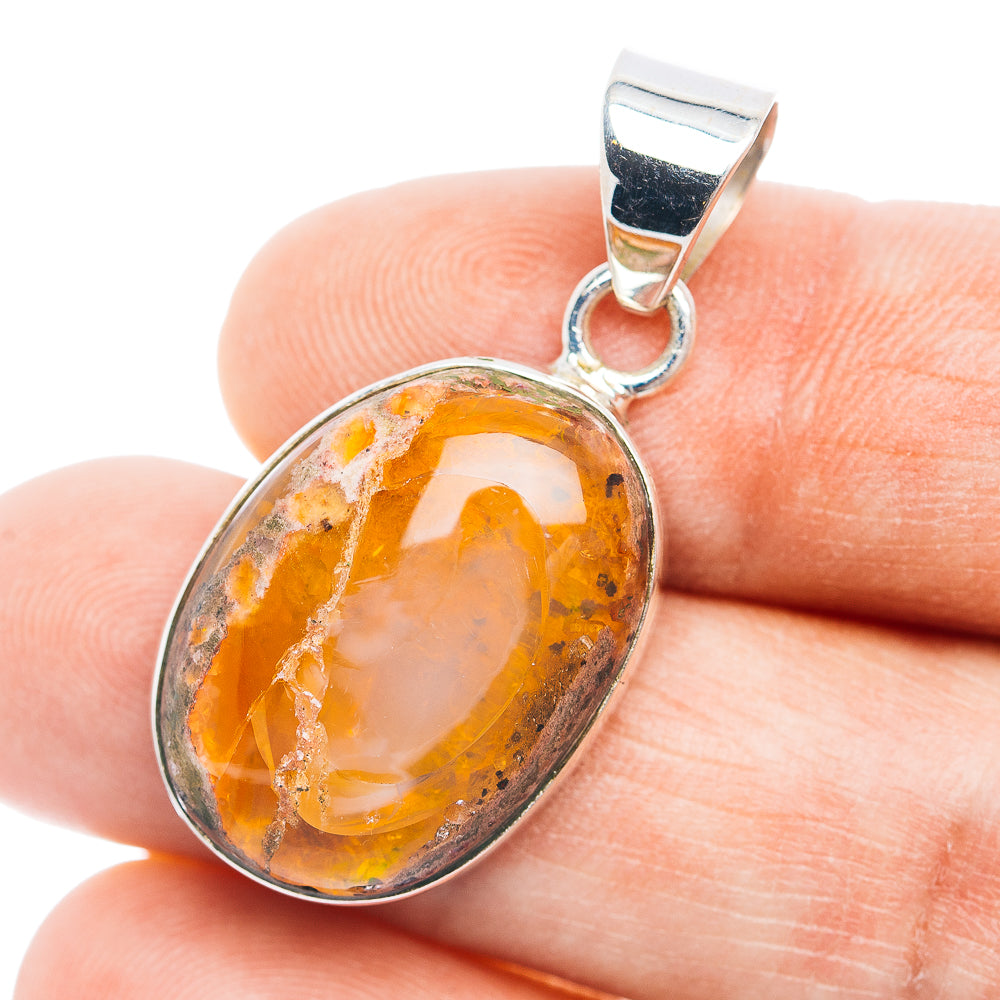 Mexican Fire Opal Pendant 1 3/8" (.925 Sterling Silver)