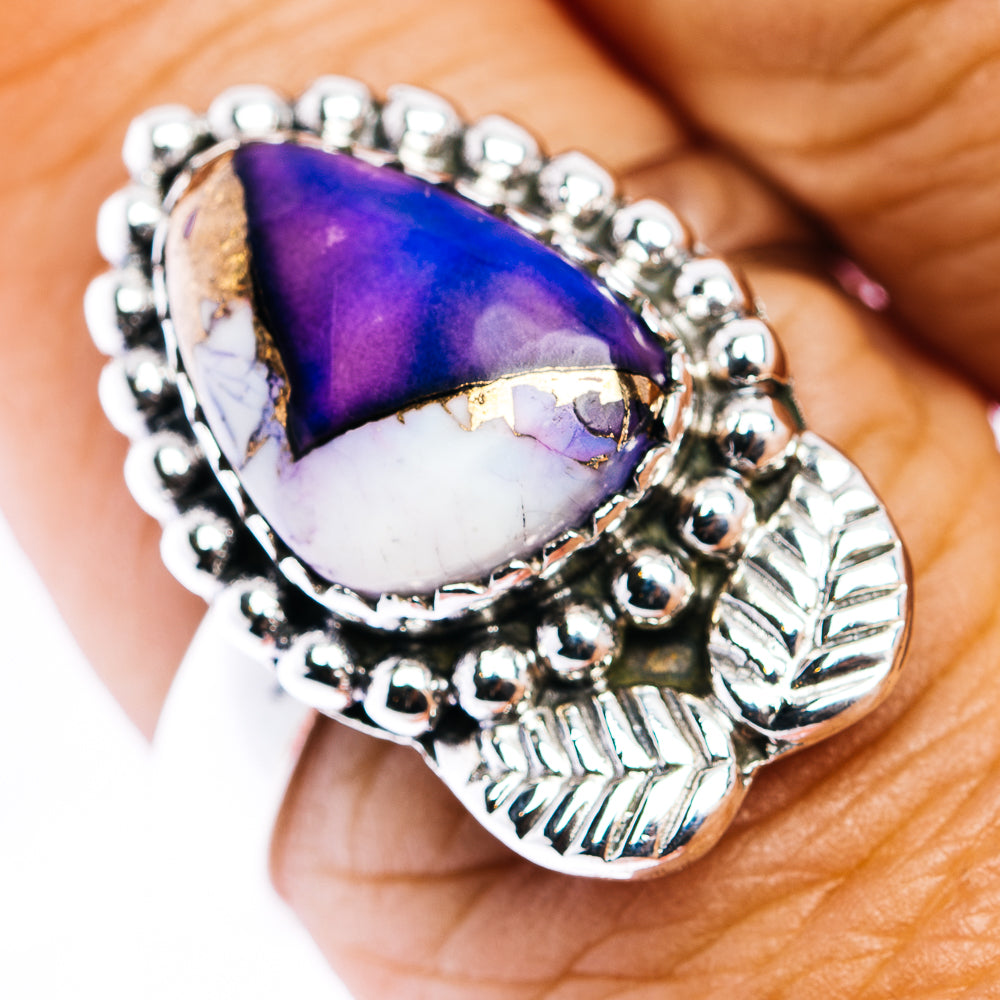 Violet Dahlia Turquoise Ring Size 8.5 (.925 Sterling Silver)
