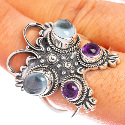 Large Aquamarine, Amethyst Ring Size 9 (925 Sterling Silver) R144349