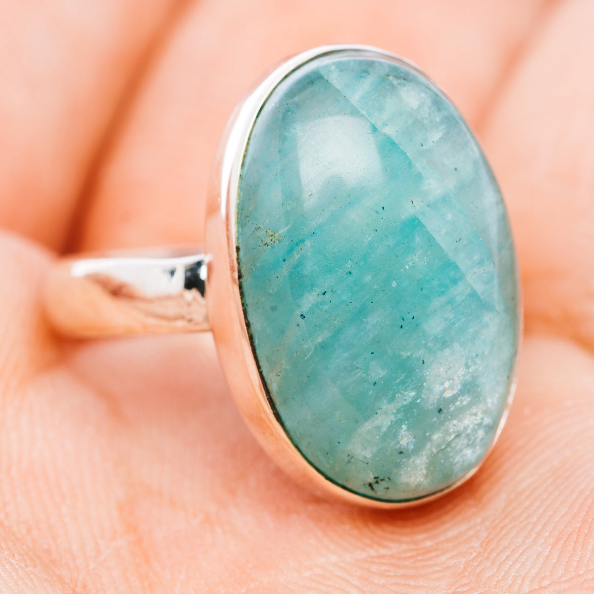 Fire Amazonite Ring Size 7 (.925 Sterling Silver)