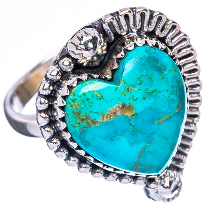 Rare Kingman Turquoise Heart 925 Sterling Silver Ring Size 8.25 (925 Sterling Silver) R3838