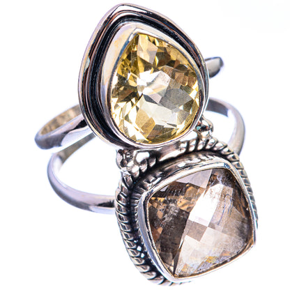 Large Smoky Quartz, Citrine Ring Size 10 (925 Sterling Silver) R143004