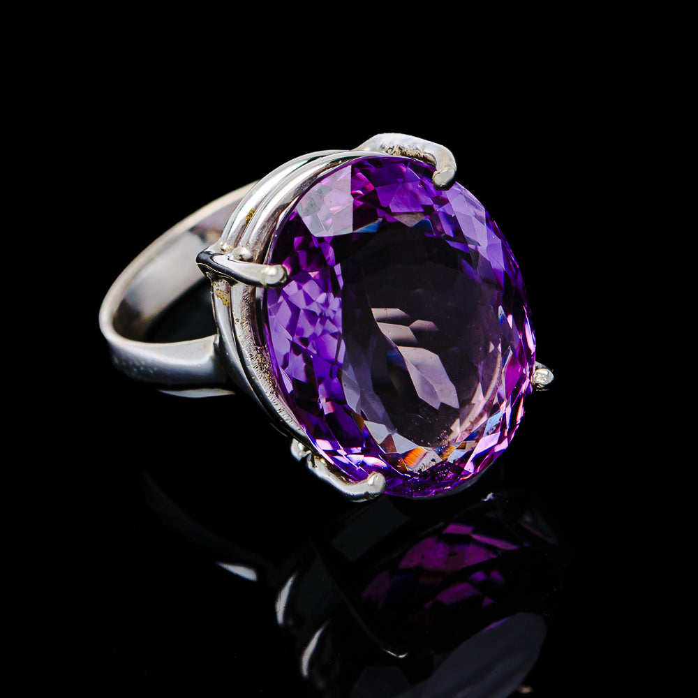 10.33ct Faceted Brazilian Amethyst Ring Size 6.5 (.925 Sterling Silver)