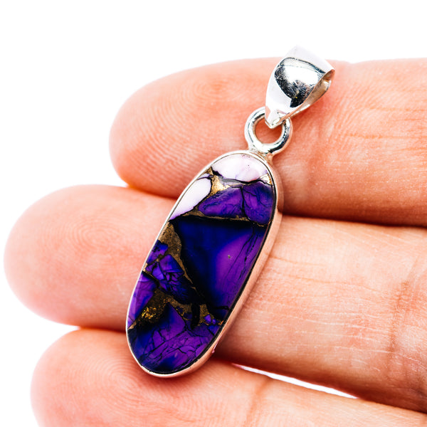 Premium Purple Dahlia Turquoise Pendant 1 3/8" (.925 Sterling Silver)