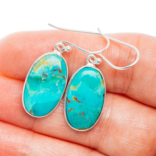 Turquoise teardrop earrings in .925 sterling silver with French hook backs