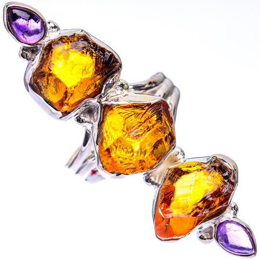 Large Raw Citrine, Amethyst Ring Size 6.75 (925 Sterling Silver) R140668